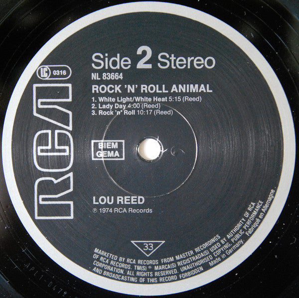 Lou Reed : Rock 'N' Roll Animal (LP, Album, RE)