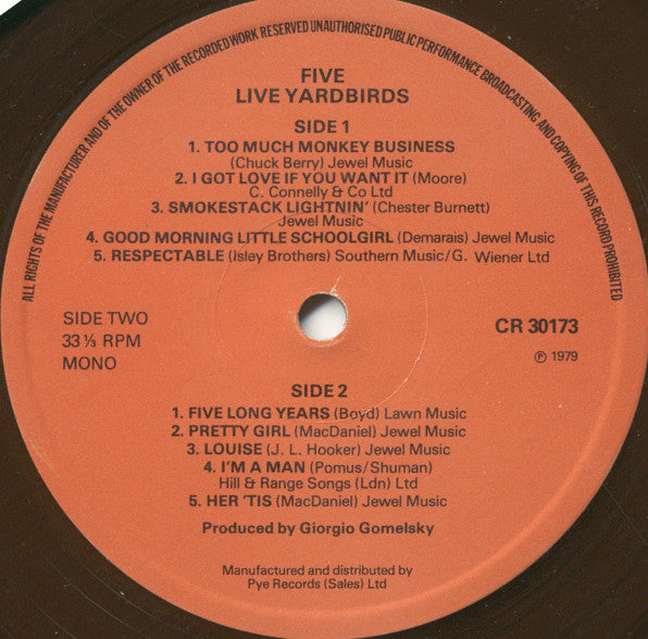 Yardbirds* : Five Live Yardbirds (LP, Album, Mono, RE)