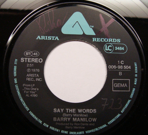 Barry Manilow : Weekend In New England (7", Single)