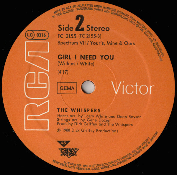 The Whispers : It's A Love Thing (12", Single)