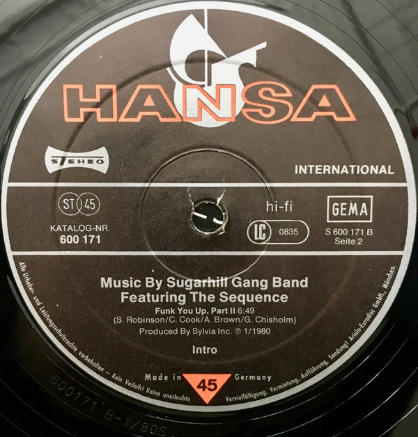 Sugarhill Gang Band Featuring The Sequence : Funk You Up, Part 2 (12")