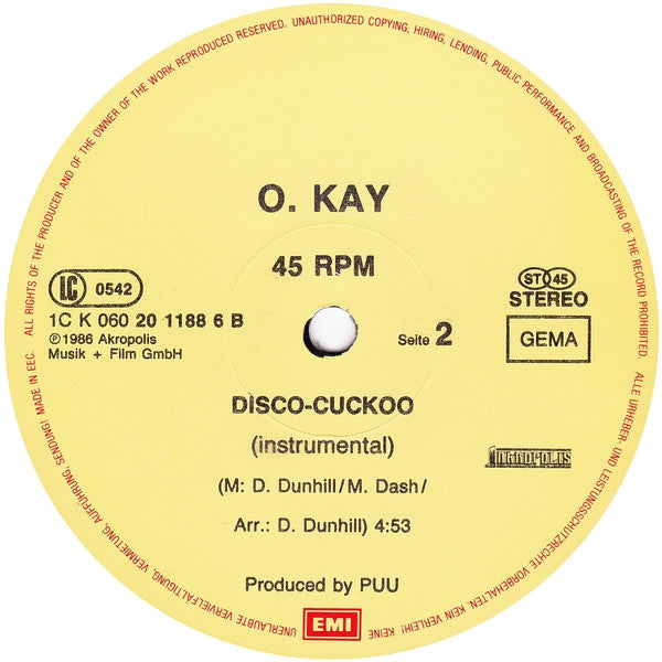 O. Kay : When The D.J. Plays Her Favourite Song (Extended D.J.-Mix) (12", Maxi)