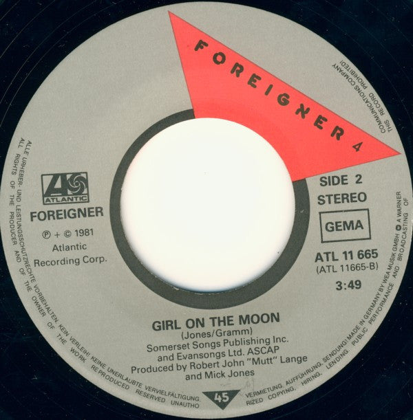 Foreigner : Urgent (7", Single, RP)