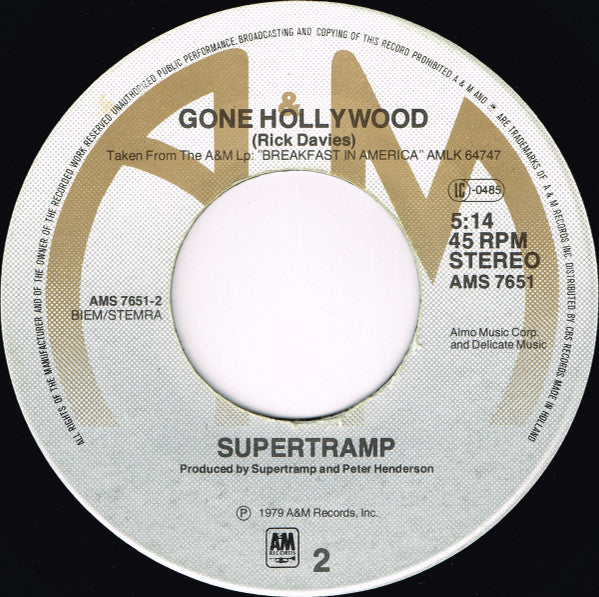 Supertramp : Breakfast In America (7", Single)