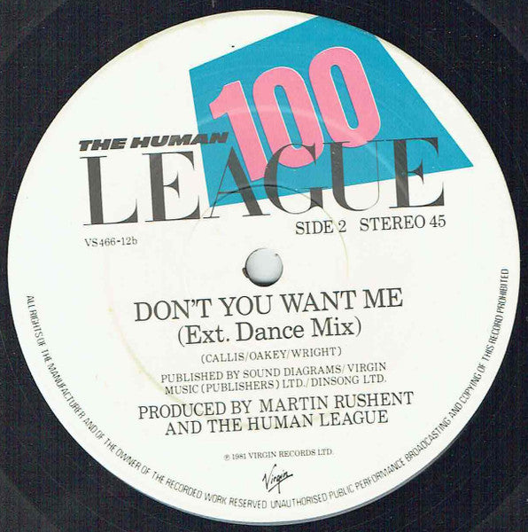 The Human League : Don't You Want Me (12", Single)