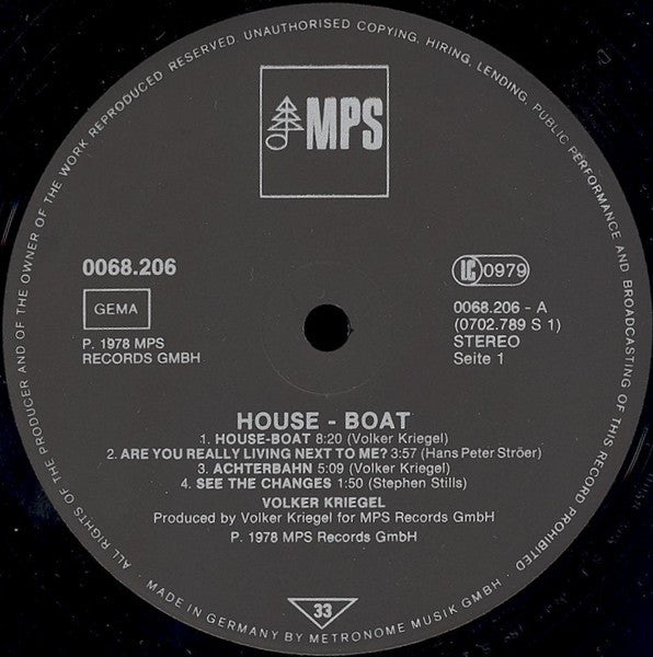 Volker Kriegel : House-Boat (LP, Album, Gat)