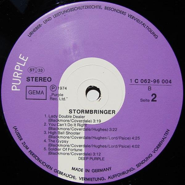 Deep Purple : Stormbringer (LP, Album, EMI)