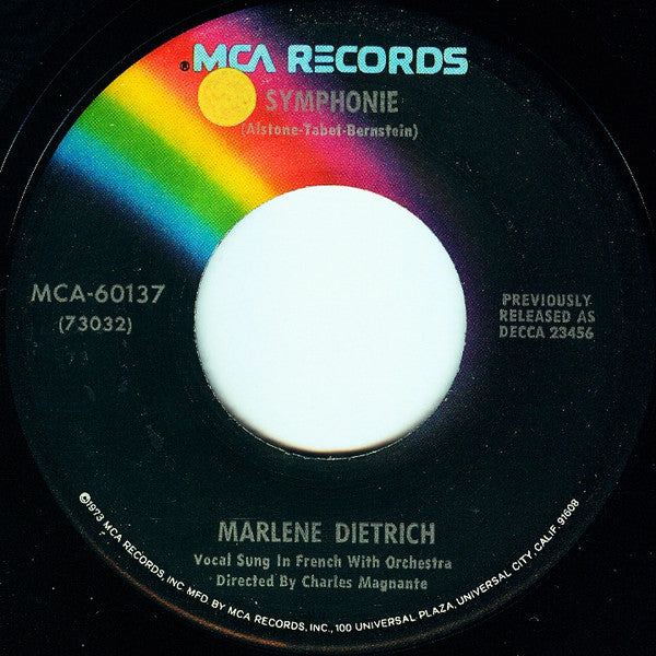 Marlene Dietrich : Lili Marlene / Symphonie (7", Single, RE)