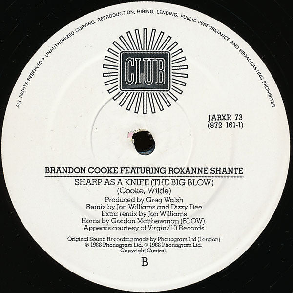 Brandon Cooke Featuring Roxanne Shante* : Sharp As A Knife (Remix) (12")