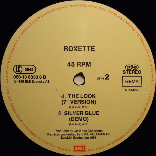 Roxette : The Look (Head-Drum-Mix) (12", Maxi)