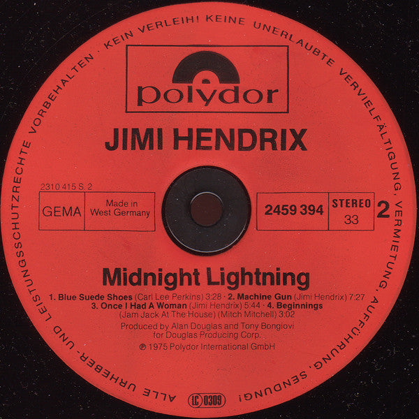 Jimi Hendrix : Midnight Lightning (LP, Album, RE)