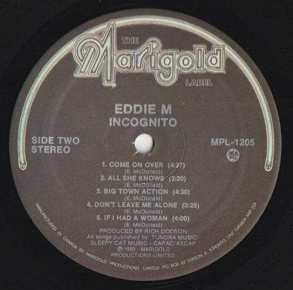 Eddie M (5) : Incognito (LP, Album)