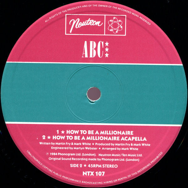 ABC : How To Be A Zillionaire (Wall St. Mix) (12", Single)