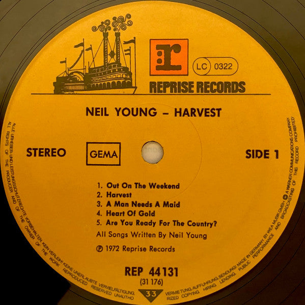 Neil Young : Harvest (LP, Album, RE, Gat)