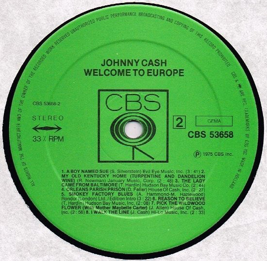 Johnny Cash : Welcome To Europe (LP, Comp, RE)