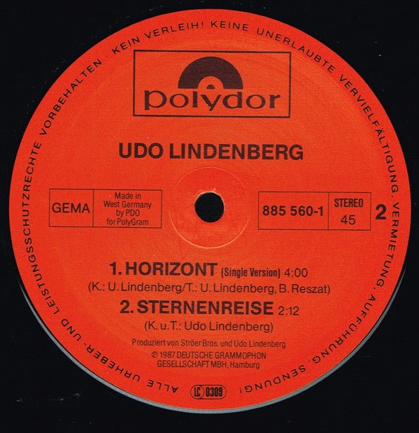 Udo Lindenberg : Horizont (12", Maxi)