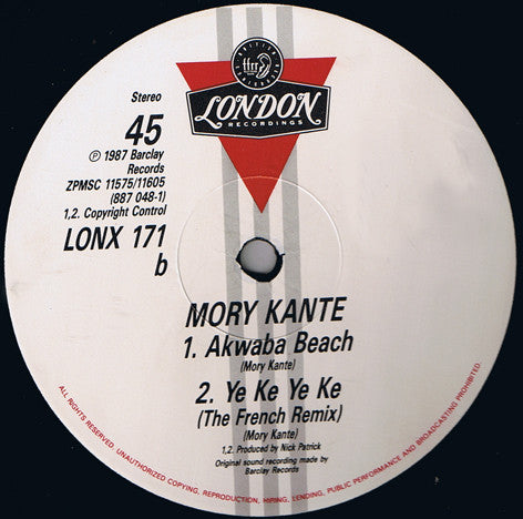 Mory Kanté : Yé Ké Yé Ké (The Afro Acid Remix) (12")