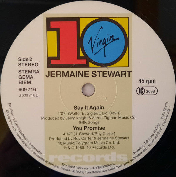 Jermaine Stewart : Say It Again (12")
