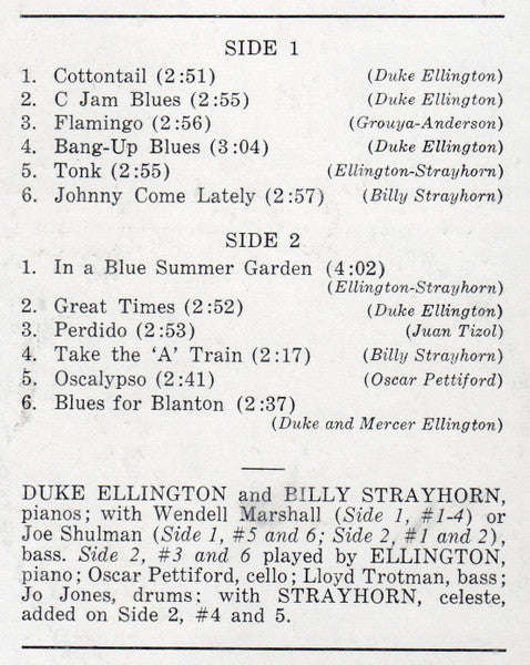 Duke Ellington / Billy Strayhorn : Piano Duets (LP, Comp, Mono, RM)
