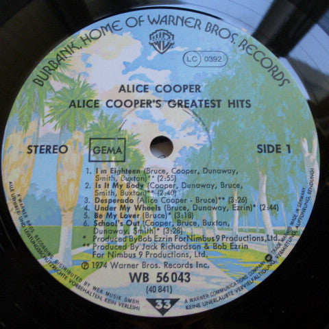 Alice Cooper : Alice Cooper's Greatest Hits (LP, Comp)