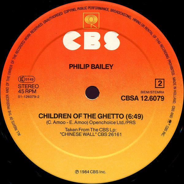 Philip Bailey : Walking On The Chinese Wall (12", Maxi)