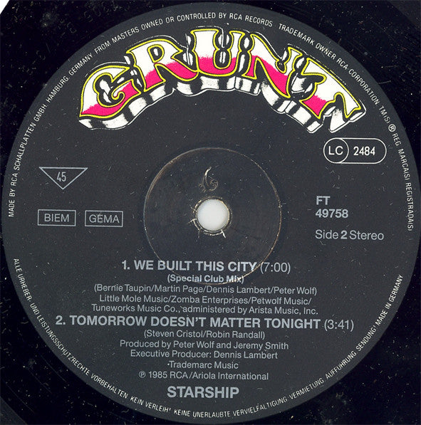 Starship (2) : Nothing's Gonna Stop Us Now (12", Maxi)