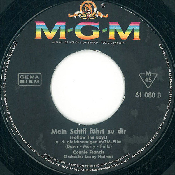 Connie Francis : Die Nacht Ist Mein (7", Single, Mono)