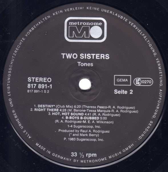 Two Sisters : Tones (LP, Album)