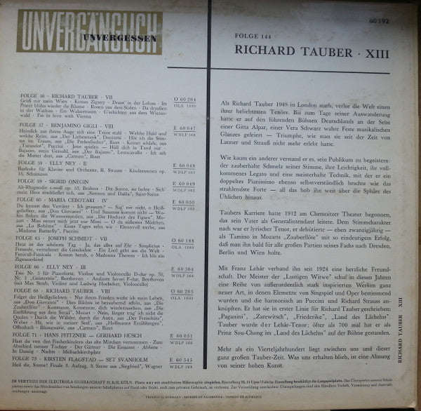 Richard Tauber : Richard Tauber XIII (10", Comp)