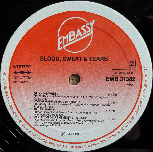 Blood, Sweat And Tears : 2nd Album (LP, Album, RE)