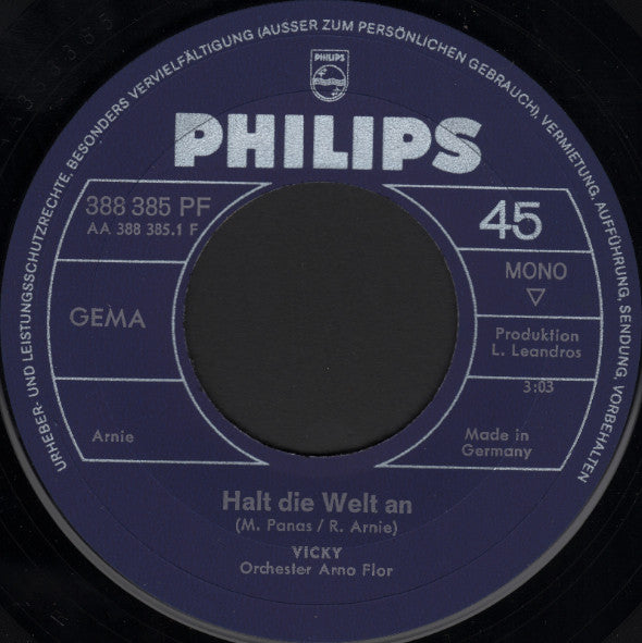 Vicky* : Halt Die Welt An / Sieh Die Welt Mit Meinen Augen (7", Single, Mono)