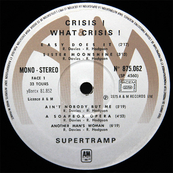 Supertramp : Crisis? What Crisis? (LP, Album)