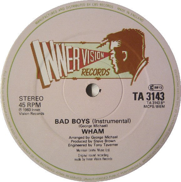 Wham! : Bad Boys (12", Single)