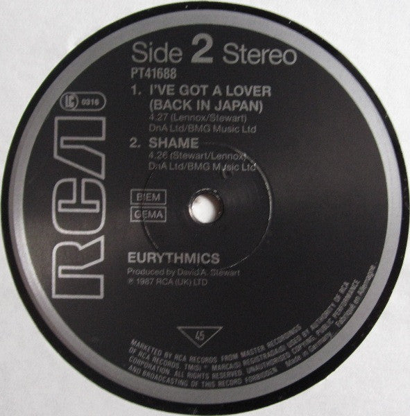 Eurythmics : Shame (12", Maxi)