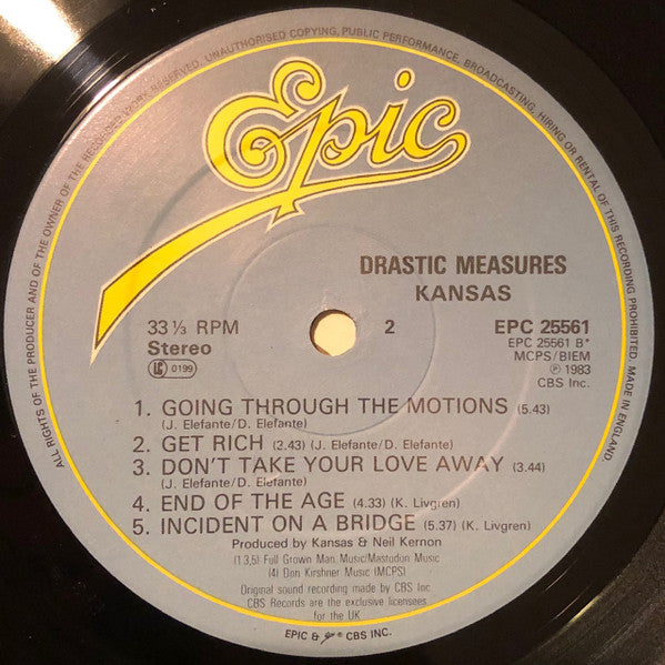 Kansas (2) : Drastic Measures (LP, Album)