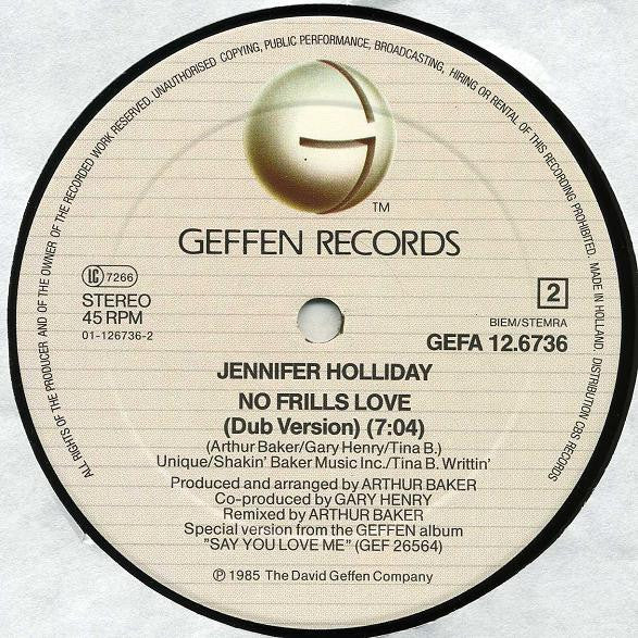 Jennifer Holliday : No Frills Love (Remix And Dub Version) (12", Maxi)