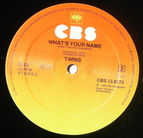 Twins (7) : Hold Tight (12", Maxi, Ltd)