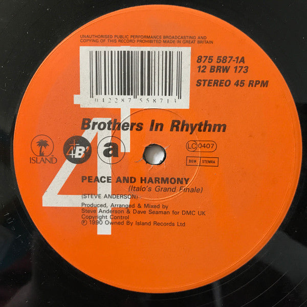 Brothers In Rhythm : Peace And Harmony (12")