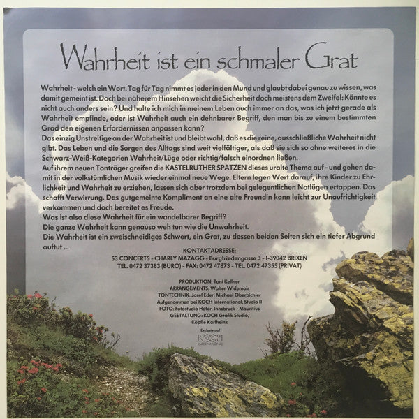 Kastelruther Spatzen : Wahrheit Ist Ein Schmaler Grat (LP, Album)