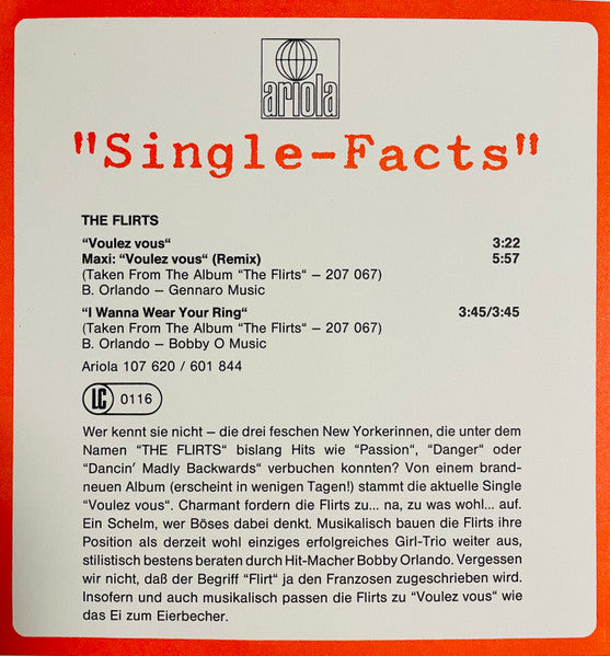 The Flirts : Voulez Vous (7", Single)