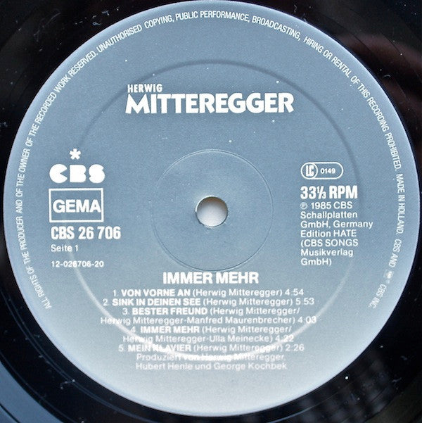 Herwig Mitteregger : Immer Mehr (LP, Album)