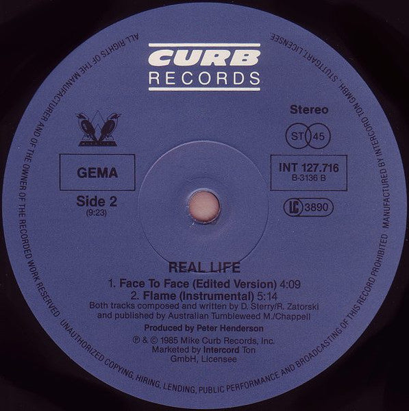 Real Life : Face To Face (12", Maxi)