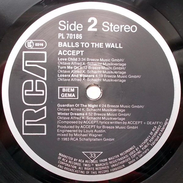 Accept : Balls To The Wall (LP, Album)