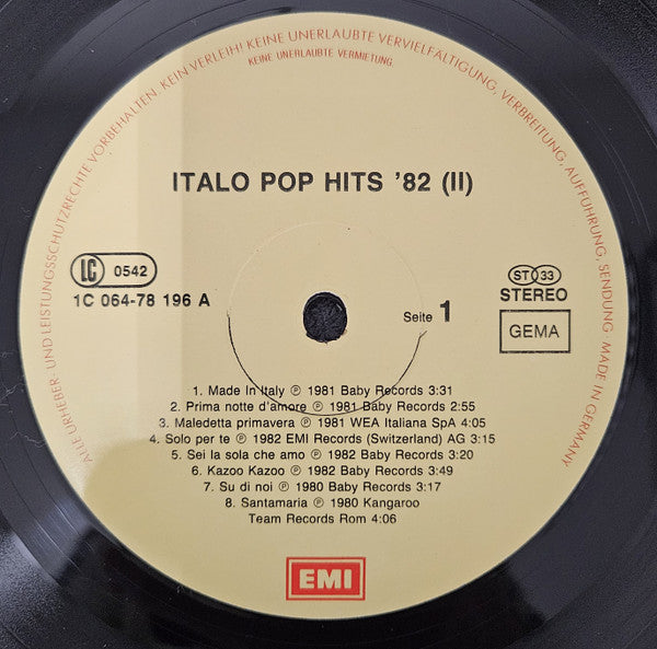Various : Italo Pop Hits '82 - Folge 2 (LP, Comp)