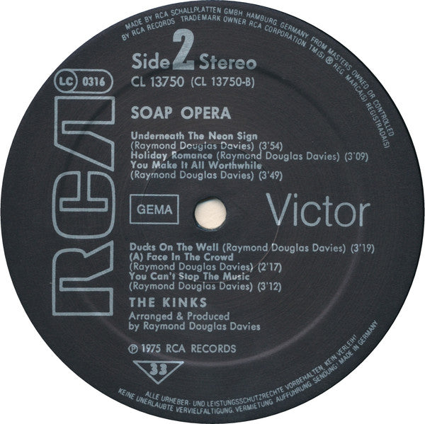 The Kinks : Soap Opera (LP, Album, RE)
