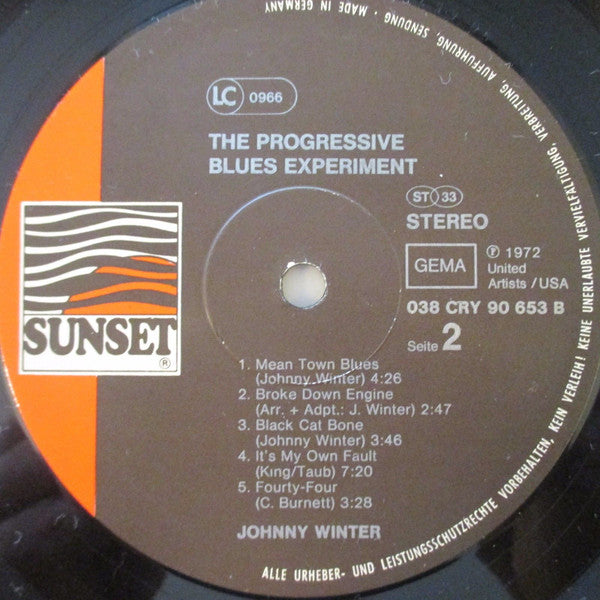 Johnny Winter : The Progressive Blues Experiment (LP, Album, RE)