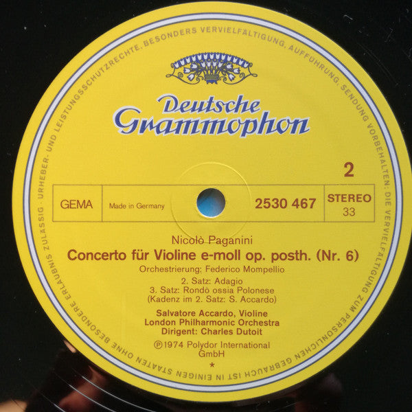 Nicolò Paganini* - Salvatore Accardo • London Philharmonic Orchestra • Charles Dutoit : Concerto Per Violino (No. 6) (LP, Album)