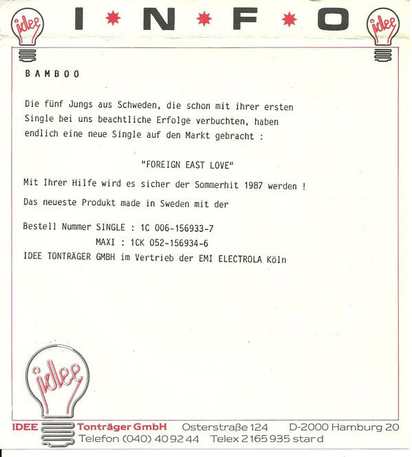 Bam Boo (2) : Foreign East Love (7", Single)