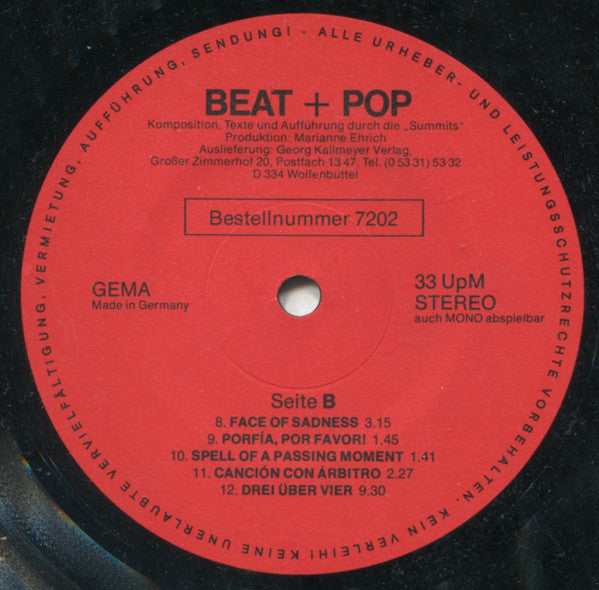 Summits : Beat + Pop - Grundformen Und Tänze (LP, Album, RP)
