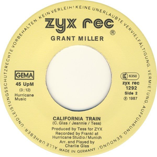 Grant Miller : Wings Of Love / California Train (7", Single)